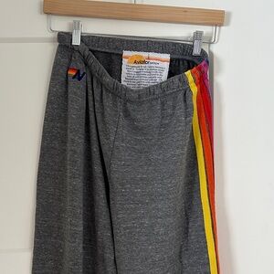 Aviator Nation Gray Track Pants with Rainbow Side Stripes